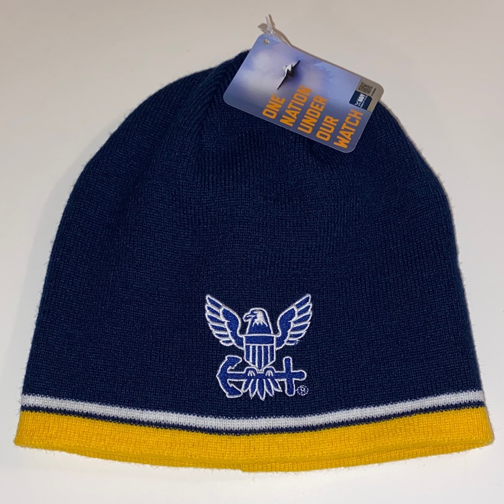 NWT Official U.S. Navy Winter Navy Blue & Yellow Beanie Size: OS